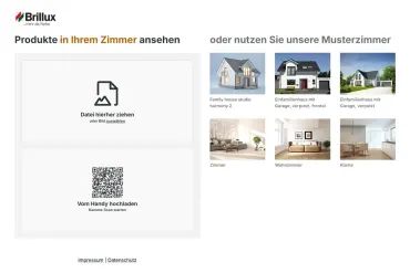 Brillux Raumdesigner: Startansicht mit Foto-Upload und Musterzimmern